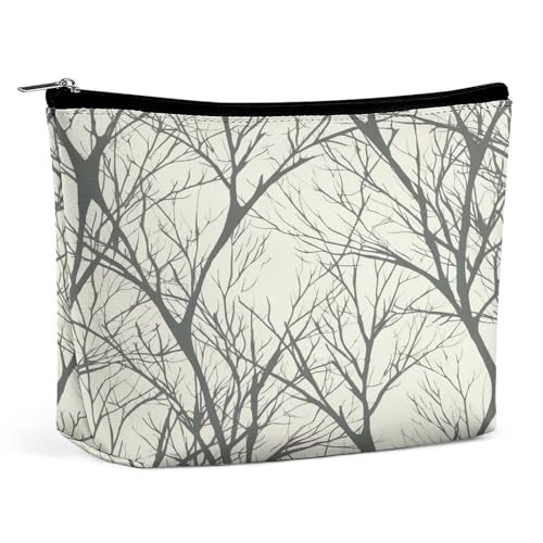 Wasserdichte Reise-Make-up-Tasche, Organizer, PU-Leder, Baumzweig-Kosmetiktasche, kleiner Kulturbeutel, niedlich, tragbare Reißverschlusstasche für Damen und Herren, Reisezubehör von KOAYUBFC