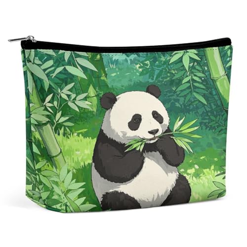 Wasserdichte Reise-Make-up-Tasche, Organizer, PU-Leder, Cartoon-Panda-Kosmetiktasche, kleiner Kulturbeutel, niedlich, tragbare Reißverschlusstasche für Damen und Herren, Reisezubehör von KOAYUBFC