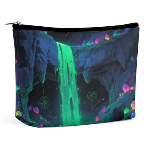 Wasserdichte Reise-Make-up-Tasche, Organizer, PU-Leder, Fantasiehöhle, Kosmetiktasche, kleiner Kulturbeutel, niedlich, tragbare Reißverschlusstasche für Damen und Herren, Reisezubehör Wasserdichte Reise-Make-up-Tasche, Organizer, PU-Leder, Fantasiehöhle, Kosmetiktasche, kleiner Kulturbeutel, niedlich, tragbare Reißverschlusstasche für Damen und Herren, Reisezubehör von KOAYUBFC