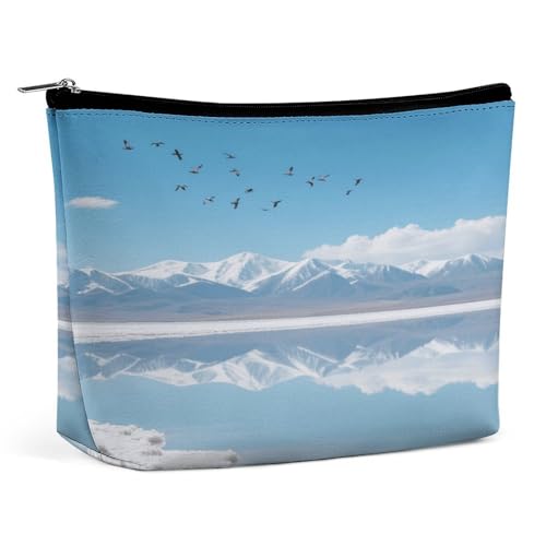 Wasserdichte Reise-Make-up-Tasche, Organizer, PU-Leder, Highland Salt Lakes, Kosmetiktasche, kleiner Kulturbeutel, niedlich, tragbare Reißverschlusstasche für Damen und Herren, Reisezubehör von KOAYUBFC