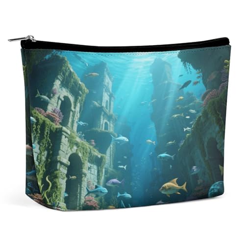 Wasserdichte Reise-Make-up-Tasche, Organizer, PU-Leder, Kosmetiktasche, kleine Kulturbeutel, niedlich, tragbare Reißverschlusstasche für Damen und Herren, Reisezubehör von KOAYUBFC
