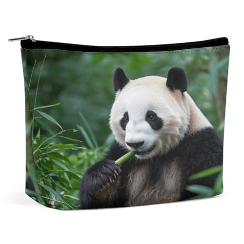 Wasserdichte Reise-Make-up-Tasche, Organizer, PU-Leder, Panda-Kosmetiktasche, kleiner Kulturbeutel, niedlich, tragbare Reißverschlusstasche für Damen und Herren, Reisezubehör von KOAYUBFC