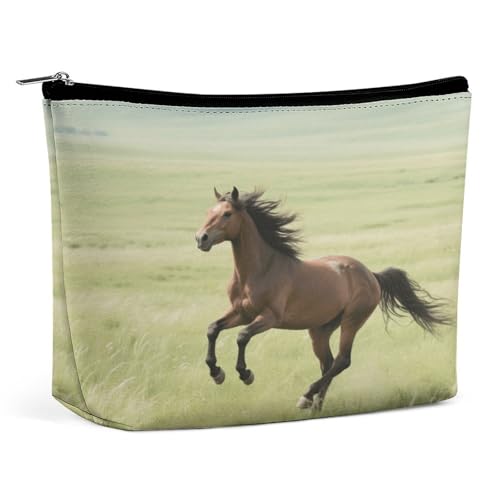 Wasserdichte Reise-Make-up-Tasche, Organizer, PU-Leder, Pferde-Kosmetiktasche, kleiner Kulturbeutel, niedlich, tragbare Reißverschlusstasche für Damen und Herren, Reisezubehör Wasserdichte Reise-Make-up-Tasche, Organizer, PU-Leder, Pferde-Kosmetiktasche, kleiner Kulturbeutel, niedlich, tragbare Reißverschlusstasche für Damen und Herren, Reisezubehör von KOAYUBFC