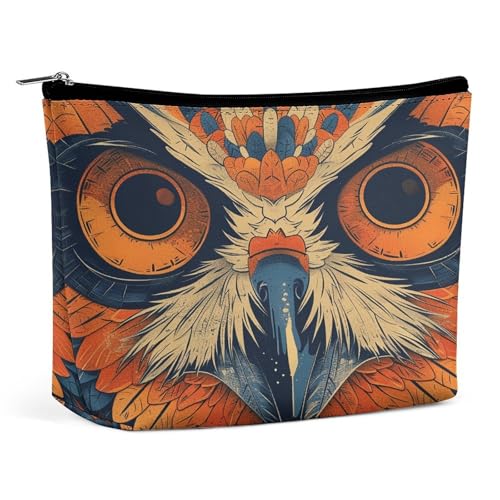 Wasserdichte Reise-Make-up-Tasche, Organizer, PU-Leder, Retro-Farbe, Eulen-Kosmetiktasche, niedlich, tragbare Reißverschlusstasche für Damen und Herren, Reisezubehör Wasserdichte Reise-Make-up-Tasche, Organizer, PU-Leder, Retro-Farbe, Eulen-Kosmetiktasche, niedlich, tragbare Reißverschlusstasche für Damen und Herren, Reisezubehör von KOAYUBFC