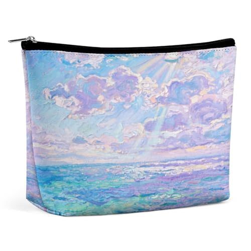 Wasserdichte Reise-Make-up-Tasche, Organizer, PU-Leder, Tintenmalerei, Kosmetiktasche, kleine Kulturbeutel, niedlich, tragbare Reißverschlusstasche für Damen und Herren, Reisezubehör Wasserdichte Reise-Make-up-Tasche, Organizer, PU-Leder, Tintenmalerei, Kosmetiktasche, kleine Kulturbeutel, niedlich, tragbare Reißverschlusstasche für Damen und Herren, Reisezubehör von KOAYUBFC