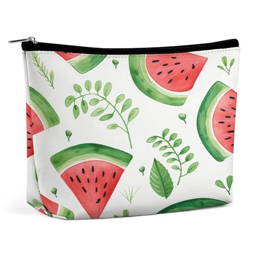 Wasserdichte Reise-Make-up-Tasche, Organizer, PU-Leder, Wassermelonen-Muster, Kosmetiktasche, kleiner Kulturbeutel, niedlich, tragbare Reißverschlusstasche für Damen und Herren, Reisezubehör Wasserdichte Reise-Make-up-Tasche, Organizer, PU-Leder, Wassermelonen-Muster, Kosmetiktasche, kleiner Kulturbeutel, niedlich, tragbare Reißverschlusstasche für Damen und Herren, Reisezubehör von KOAYUBFC