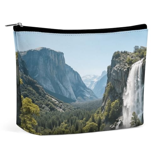 Wasserdichte Reise-Make-up-Tasche, Organizer, PU-Leder, Yosemite National Park-Kosmetiktasche, kleiner Kulturbeutel, niedlich, tragbare Reißverschlusstasche für Damen und Herren, Reisezubehör Wasserdichte Reise-Make-up-Tasche, Organizer, PU-Leder, Yosemite National Park-Kosmetiktasche, kleiner Kulturbeutel, niedlich, tragbare Reißverschlusstasche für Damen und Herren, Reisezubehör von KOAYUBFC