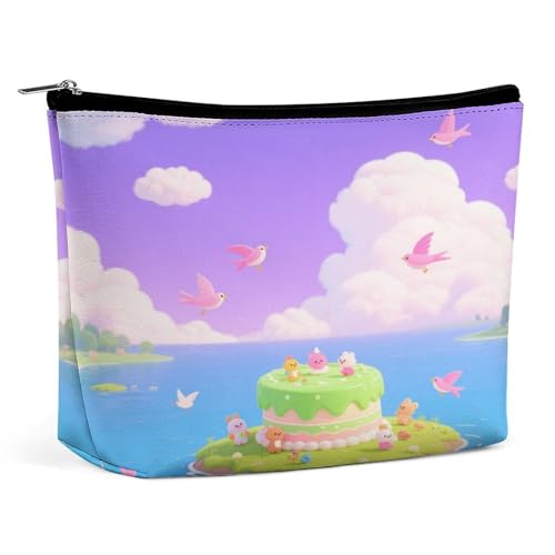 Wasserdichte Reise-Make-up-Tasche, Organizer, PU-Leder, für Kuchen, Kosmetiktaschen, kleine Kulturtasche, niedlich, tragbare Reißverschlusstasche für Damen und Herren, Reisezubehör Wasserdichte Reise-Make-up-Tasche, Organizer, PU-Leder, für Kuchen, Kosmetiktaschen, kleine Kulturtasche, niedlich, tragbare Reißverschlusstasche für Damen und Herren, Reisezubehör von KOAYUBFC