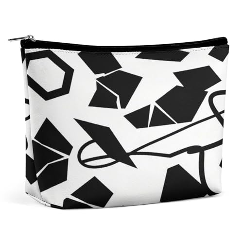 Wasserdichte Reise-Make-up-Tasche, Organizer, PU-Leder, geometrische Kosmetiktasche, kleine Kulturbeutel, niedlich, tragbare Reißverschlusstasche für Damen und Herren, Reisezubehör Wasserdichte Reise-Make-up-Tasche, Organizer, PU-Leder, geometrische Kosmetiktasche, kleine Kulturbeutel, niedlich, tragbare Reißverschlusstasche für Damen und Herren, Reisezubehör von KOAYUBFC