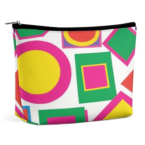 Wasserdichte Reise-Make-up-Tasche, Organizer, PU-Leder, geometrische Kosmetiktasche, kleine Kulturbeutel, niedlich, tragbare Reißverschlusstasche für Damen und Herren, Reisezubehör Wasserdichte Reise-Make-up-Tasche, Organizer, PU-Leder, geometrische Kosmetiktasche, kleine Kulturbeutel, niedlich, tragbare Reißverschlusstasche für Damen und Herren, Reisezubehör von KOAYUBFC