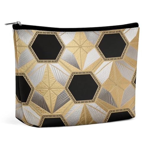 Wasserdichte Reise-Make-up-Tasche, Organizer, PU-Leder, geometrische Kosmetiktasche, kleine Kulturbeutel, niedlich, tragbare Reißverschlusstasche für Damen und Herren, Reisezubehör Wasserdichte Reise-Make-up-Tasche, Organizer, PU-Leder, geometrische Kosmetiktasche, kleine Kulturbeutel, niedlich, tragbare Reißverschlusstasche für Damen und Herren, Reisezubehör von KOAYUBFC