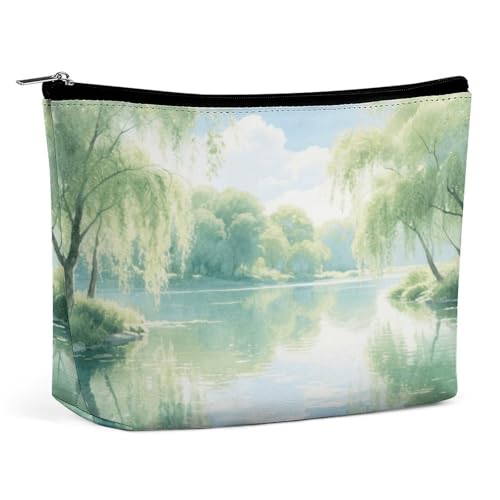 Wasserdichte Reise-Make-up-Tasche, Organizer, PU-Leder, robuste Kosmetiktasche, kleiner Kulturbeutel, niedlich, tragbare Reißverschlusstasche für Damen und Herren, Reisezubehör von KOAYUBFC