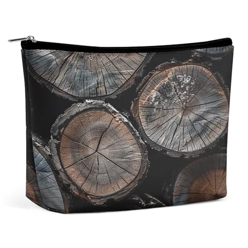 Wasserdichte Reise-Make-up-Tasche, Organizer, PU-Leder, runder Schnitt, Holz-Kosmetiktasche, niedlich, tragbare Reißverschlusstasche für Damen und Herren, Reisezubehör Wasserdichte Reise-Make-up-Tasche, Organizer, PU-Leder, runder Schnitt, Holz-Kosmetiktasche, niedlich, tragbare Reißverschlusstasche für Damen und Herren, Reisezubehör von KOAYUBFC