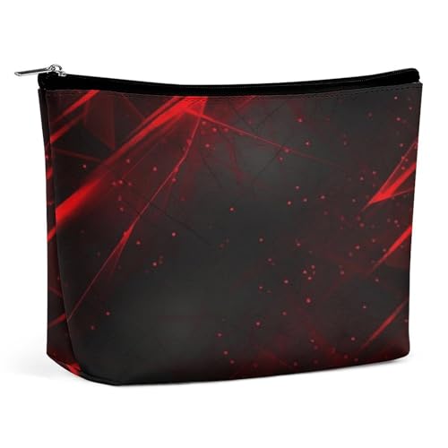 Wasserdichte Reise-Make-up-Tasche, Organizer, PU-Leder, schwarzer und roter Hintergrund, Kosmetiktasche, kleiner Kulturbeutel, niedlich, tragbare Reißverschlusstasche für Damen und Herren Wasserdichte Reise-Make-up-Tasche, Organizer, PU-Leder, schwarzer und roter Hintergrund, Kosmetiktasche, kleiner Kulturbeutel, niedlich, tragbare Reißverschlusstasche für Damen und Herren von KOAYUBFC