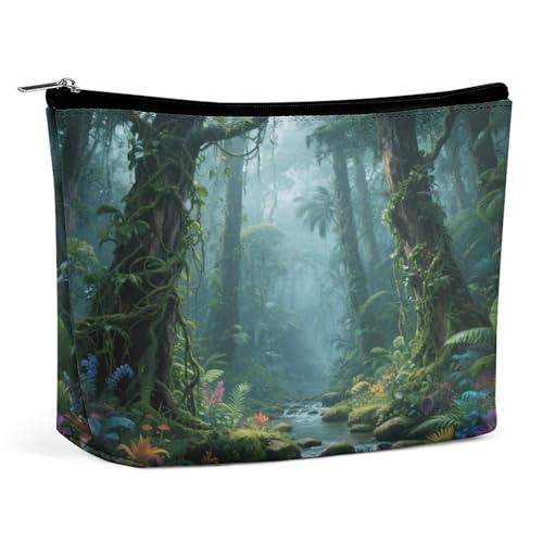 Wasserdichte Reise-Make-up-Tasche, Organizer, PU-Leder, tropische Regenwälder, Kosmetiktasche, kleiner Kulturbeutel, niedlich, tragbare Reißverschlusstasche für Damen und Herren, Reisezubehör Wasserdichte Reise-Make-up-Tasche, Organizer, PU-Leder, tropische Regenwälder, Kosmetiktasche, kleiner Kulturbeutel, niedlich, tragbare Reißverschlusstasche für Damen und Herren, Reisezubehör von KOAYUBFC