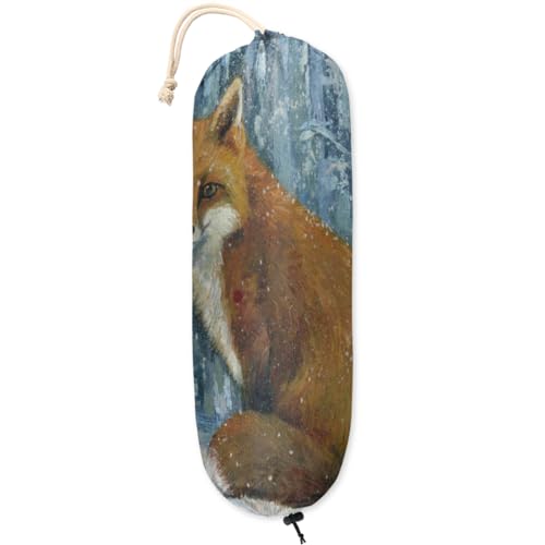 Animal Fox Kunststoffbeutelhalter mit verstellbarem Kordelzug, wiederverwendbar, Wandhalterung, Müllbeutel, Organizer, Spender für Zuhause, Küche, Reisen, 55,9 x 22,9 cm von KOBLEN