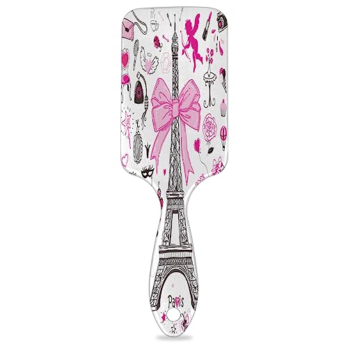 Eiffelturm Deco Muster Paddel Haarbürste für Frauen Haarbürste Weiche Luftkissenbürste für lockiges dickes dünnes langes Haar Pflege von KOBLEN