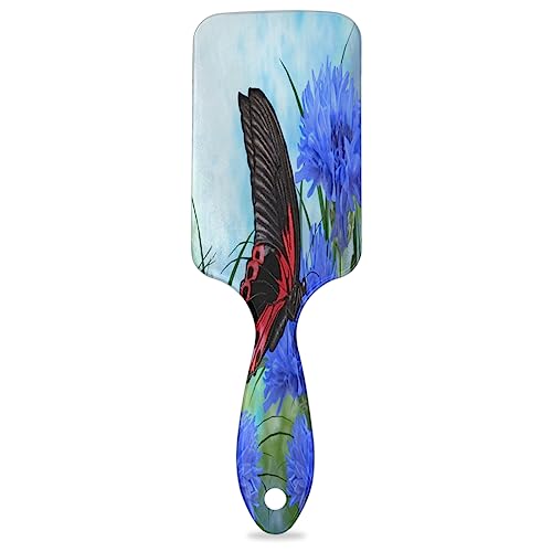 Floral Flower Butterfly Paddle Haarbürste für Frauen Haarbürste Weiche Luftkissenbürste für lockiges dickes dünnes langes Haar Pflege von KOBLEN