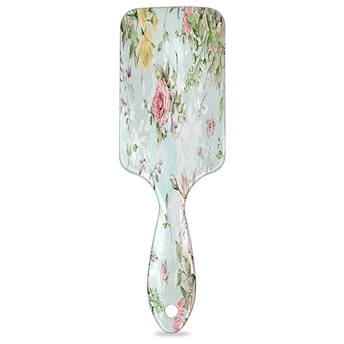 Flower Floral Rose Paddle Haarbürste für Frauen Haarbürste Weiche Luftkissenbürste für lockiges dickes dünnes langes Haar Pflege von KOBLEN