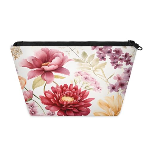 KOBLEN Rosa Pfingstrose Garten Kleine Kosmetiktasche für Frauen, wasserdichte Make-up-Tasche mit 2 Innentaschen aus Netzstoff, tragbare Reise-Kulturbeutel für Business, Familienausflüge, Camping von KOBLEN