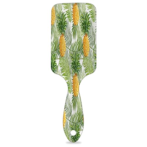 Pineapple Leaves Pattern Paddle Hair Brush for Women Hairbrush Soft Air Cushion Brush for Curly Thick Thin Long Hair Care von KOBLEN