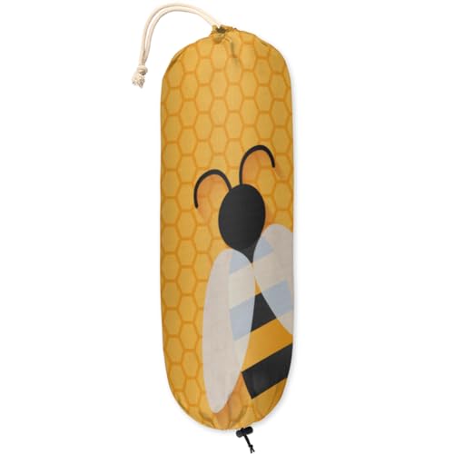 Plastiktütenhalter mit Tier-Bienen-Design, mit verstellbarem Kordelzug, wiederverwendbar, Wandhalterung, Müllbeutel, Organizer, Spender für Zuhause, Küche, Reisen, 55,9 x 22,9 cm von KOBLEN