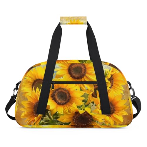 Turnbeutel mit Tiermotiv und Bienen-Motiv, Sporttasche, Wochenende, Übernachtung, Seesack, kleine Reisetasche für Übernachtung, Workout, Gymnastik, Tanz, Ballett, Kunst-Sonnenblumen-Textur, 18.9 x 8.7 Turnbeutel mit Tiermotiv und Bienen-Motiv, Sporttasche, Wochenende, Übernachtung, Seesack, kleine Reisetasche für Übernachtung, Workout, Gymnastik, Tanz, Ballett, Kunst-Sonnenblumen-Textur, 18.9 x 8.7 von KOBLEN