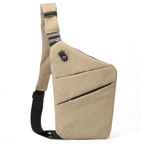 Anti-Dieb-Brusttasche, multifunktionale Herren-Umhängetasche, Nylon, tragbar for Reisen (rechte Schulter Khaki) von KOBONA