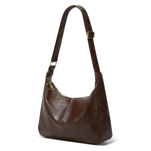 Handtasche for Frauen mit Innenpaschen Messenger -Tasche PU Leder Verstellbarer Riemen Reißverschluss Hobo -Tasche for Reisearbeiten von KOBONA