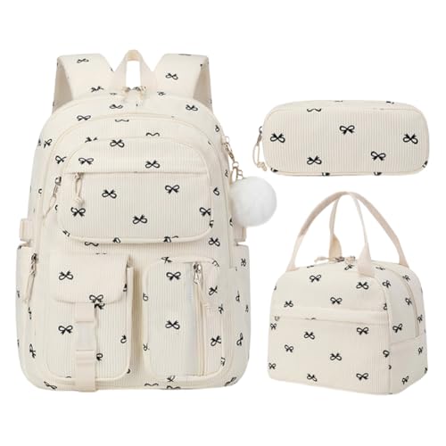 KOBONA 3pcs Strawberry Cute Girl Rucksäcke mit Lunch -Taschen -Bleistiftkoffer for Teenager -Mädchen von KOBONA