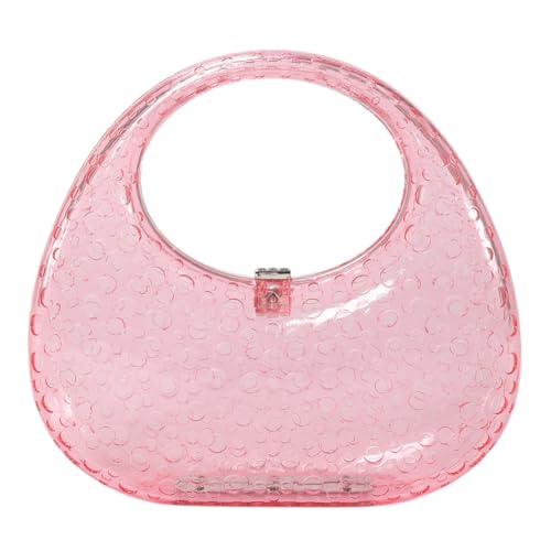 KOBONA Abend-Clutch for Damen, einfarbig, exquisite Dinner-Tasche, Retro-Stil, Acryl, runde Handtasche, transparent, luxuriöser Stil, praktische Tasche, Alltags-Umhängetasche von KOBONA