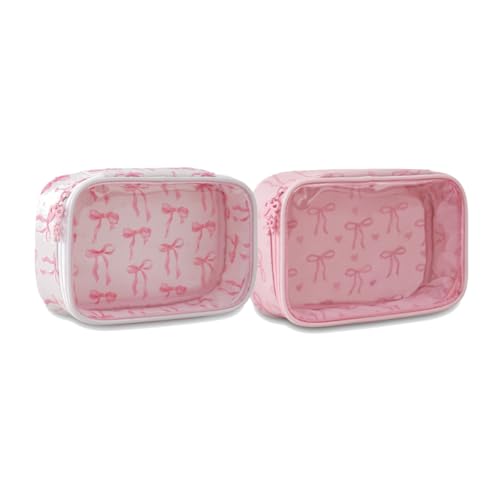 KOBONA Clear Bowknot Cosmetic Bag Transparent Bowknot Lackierter Toilettenbeutel Mode rosa kosmetische Aufbewahrungskoffer for Ladiy Girl Frau Outdoor Reisen von KOBONA