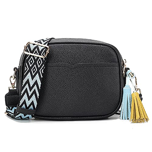 KOBONA Crossbody Bag Damen Leder Breiter Gurt, Moderne Taschen Bauchtasche Handtasche Umhängetasche mit Abnehmbar Schultergurt Verstellbar Mode Gürteltasche Umhängetasche von KOBONA