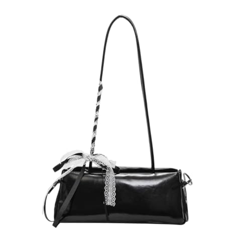 KOBONA Frauen Leder -Umhängetasche mit Fliege Handtasche for den täglichen Gebrauch (schwarz) von KOBONA