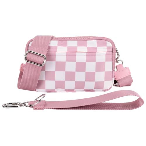KOBONA Frauen Nylon Chest Bag Cheperboard Taillenbeutel wasserdichtes Crossbody -Tasche (Pink) von KOBONA