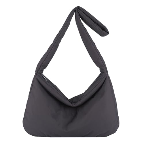 KOBONA Frauen Nylon Puffer Einkaufstasche mit innerer Taschen Umhängetasche Vollte Farbe Große geschwollene Geldbörse mit Reißverschluss for die Arbeitsreise von KOBONA