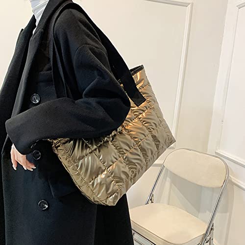 KOBONA Frauen Nylon Tuch Schulter Taschen Weibliche Universal Tote Handtaschen Große Kapazität Gesteppte Einkaufstaschen for Frauen Straße von KOBONA