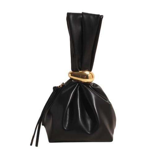 KOBONA Frauen PU Designer Tote Handtasche Große Kapazität Stilvolle Armband Handtasche Reißverschluss Mini Eimer Tasche Einfarbig Tragbare Slouchy Geldbörse von KOBONA