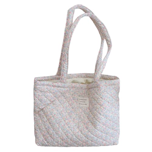KOBONA Frauen gesteppt Diamantgitter Handtasche große Kapazität Trendy Tragetasche Leichte gepolsterte Einkaufstasche Baumwolle geschwollene Tasche Handtasche von KOBONA