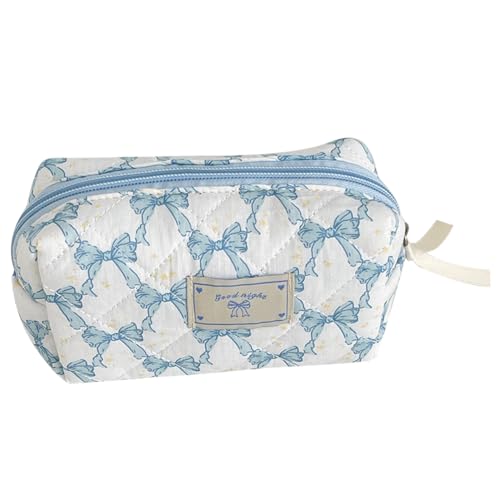 KOBONA Gesteppte Make-up-Tasche for Damen und Mädchen, niedliche Schleife, Kosmetiktasche, Reise-Kulturbeutel, Make-up-Organizer, Tasche for Reisen von KOBONA