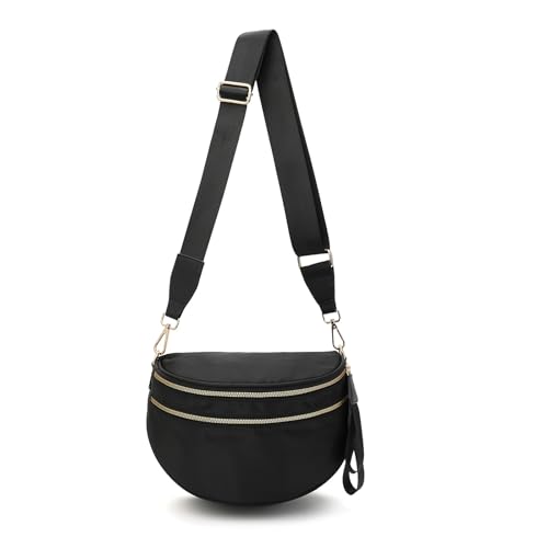 KOBONA Großkapazität Schachbrett Crossbody Umhängetasche Solid Sllouchy Bag Schwarz -Weiß -Schachbrett Bum Bags for Frauen Mädchen Geschenk von KOBONA