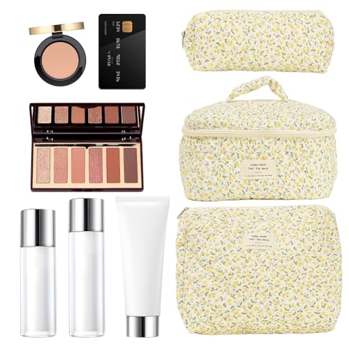 KOBONA Make up Tasche Damen Schminktasche Gesteppte Makeup Bag Aesthetic Reise Kosmetiktasche Große Kapazität Blumen Kosmetiktasche mit Clutch und Stiftetui Niedliche Kosmetiktasche KOBONA Make up Tasche Damen Schminktasche Gesteppte Makeup Bag Aesthetic Reise Kosmetiktasche Große Kapazität Blumen Kosmetiktasche mit Clutch und Stiftetui Niedliche Kosmetiktasche von KOBONA