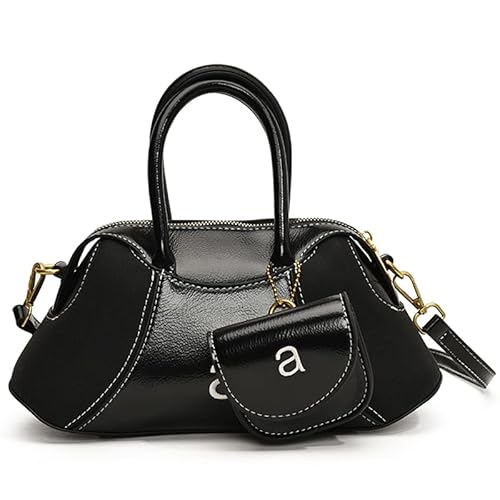 KOBONA PU Leder Top Griff Geldbeutel Retro Schulterhandtaschen for Arbeitsreisen (schwarz) von KOBONA