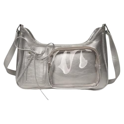KOBONA PU -Umhängetasche Verstellbares Hobo Handtaschen Einkaufstasche for Frauen (Silber) von KOBONA