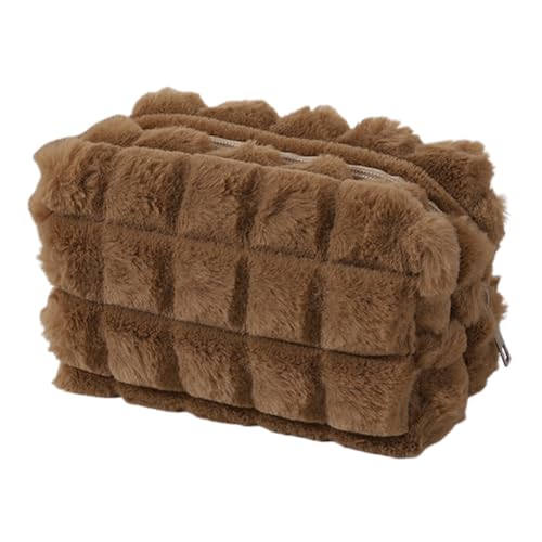 KOBONA Plüsch-Federmäppchen mit Reißverschluss, Damen-Make-up-Organizer, einfarbig, Aufbewahrungstasche for Reisen von KOBONA