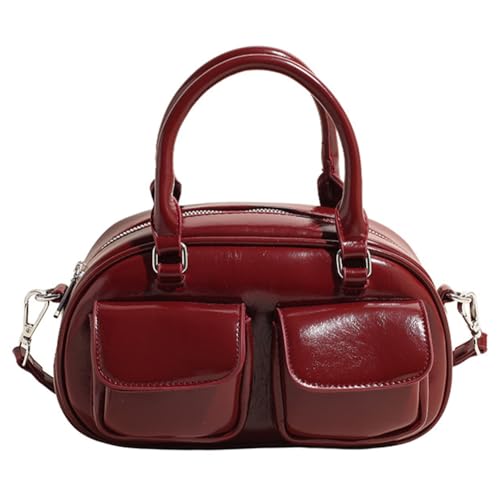 KOBONA Retro-Handtasche Geldbörsen mit mehrfacher Top-Griff Geldbörse for Frauen (Weinrot) von KOBONA