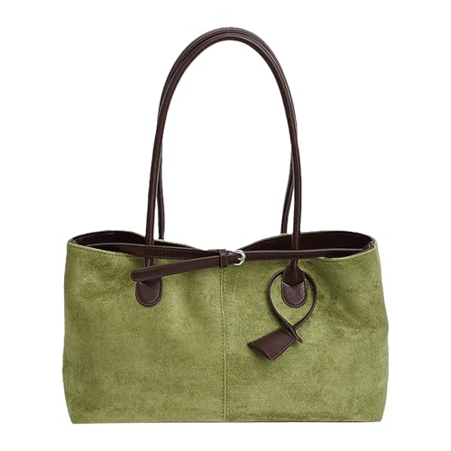 KOBONA Retro Wildleder -Einkaufsbeutel großer Gürtel -Achselhöhlenbeutel for Frauen täglich (grün) von KOBONA