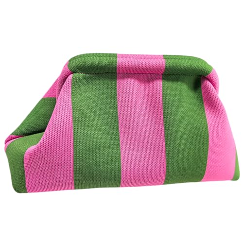 KOBONA Strick-Clutch for Damen, kontrastfarben, kleine Häkel-Handtasche, Strick-Knödel-Clutch, gewebte Tasche for Damen von KOBONA