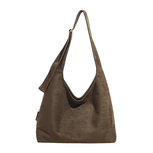 KOBONA Suede Handtasche Damen - Tote Bag Slouchy Handtasche Vintage City Bag Elegante Beuteltasche Tasche Herbstliche Umhängetasche Praktischer Alltagsbegleiter for Arbeit, Reisen und Freizeit von KOBONA