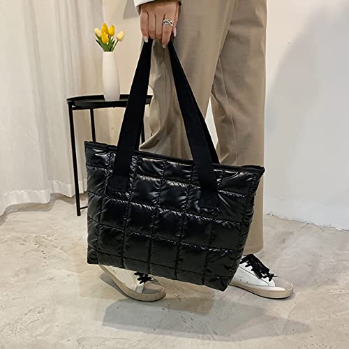 KOBONA Tragbare Nylon Tuch Umhängetaschen Weibliche Casual Tote Handtaschen Große Kapazität Gesteppte Einkaufstaschen for Mädchen Frauen Straße von KOBONA